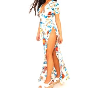 Floral plunge maxi dress